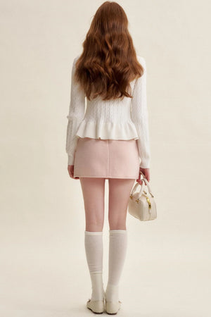 Lace Trim Bow Knit Cardigan