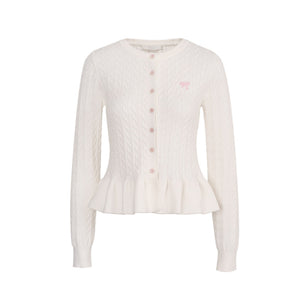 Lace Trim Bow Knit Cardigan