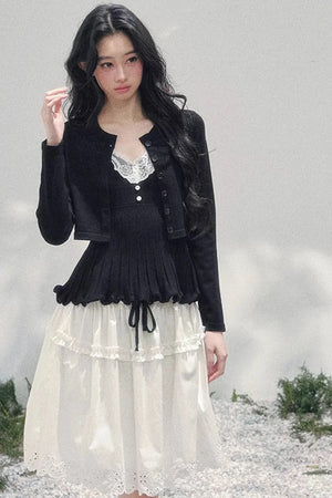 Lace Trim Camisole Cardigan Set-Up