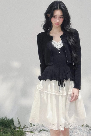 Lace Trim Camisole Cardigan Set-Up