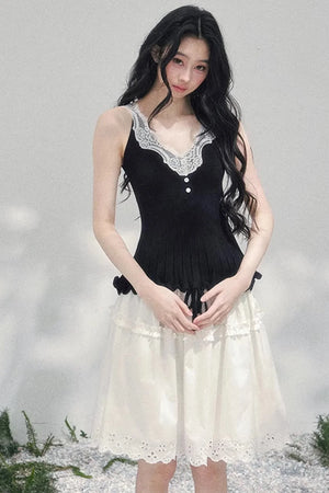 Lace Trim Camisole Cardigan Set-Up
