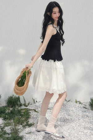 Lace Trim Camisole Cardigan Set-Up