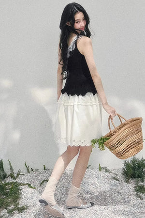 Lace Trim Camisole Cardigan Set-Up