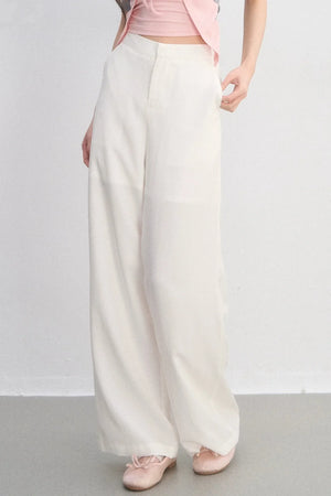 Lace Trim Casual Wide-Leg Pants