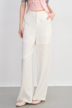 Lace Trim Casual Wide-Leg Pants