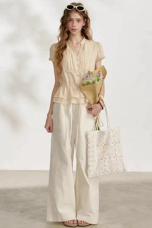 Lace Trim Chiffon Blouse