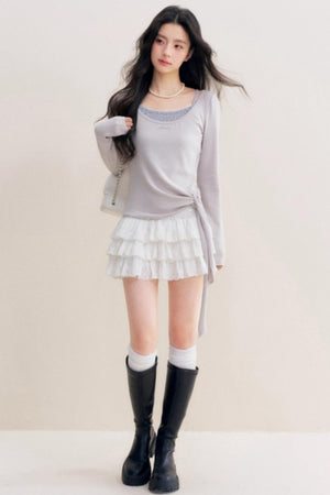 Lace Trim Patchwork Top