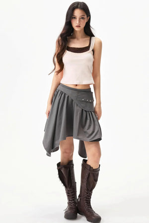 Lace Trim Star Print Top