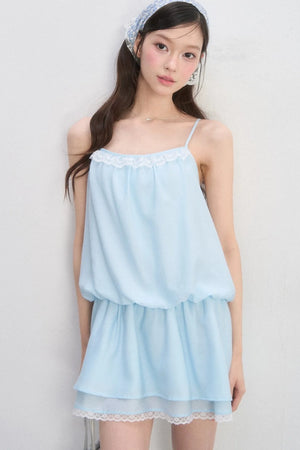 Lace-Trimmed Spaghetti Strap Dress