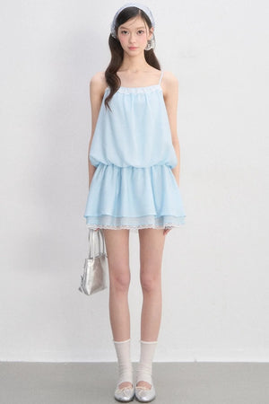 Lace-Trimmed Spaghetti Strap Dress