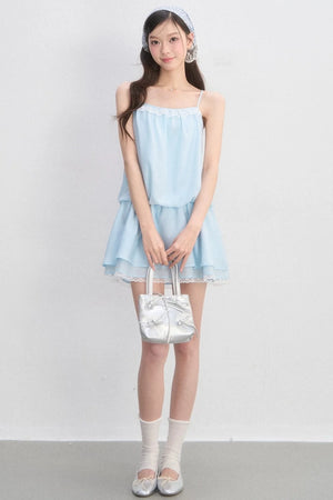 Lace-Trimmed Spaghetti Strap Dress