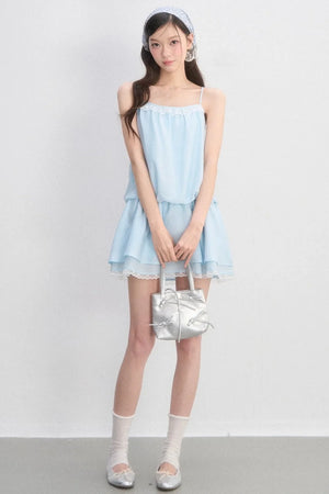 Lace-Trimmed Spaghetti Strap Dress