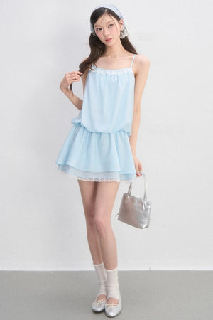 Lace-Trimmed Spaghetti Strap Dress