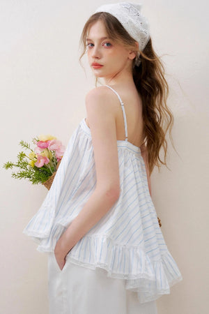 Lace-Trimmed Striped Cami