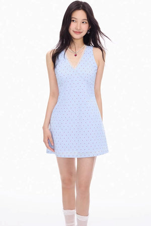 Lace-Trimmed V-Neck Dress