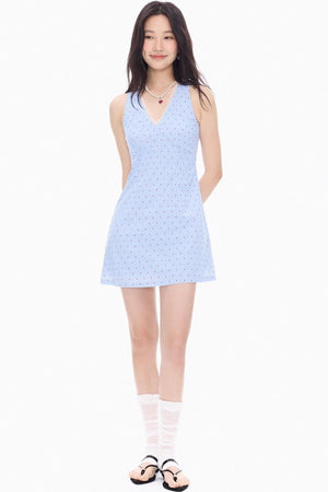 Lace-Trimmed V-Neck Dress