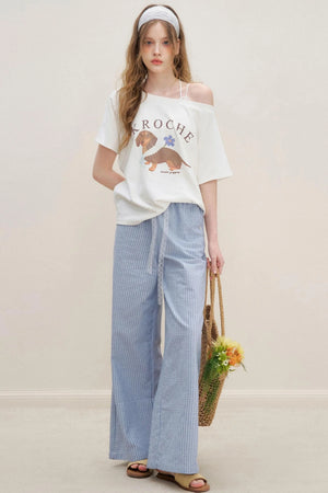 Lace-Trimmed Wide-Leg Trousers