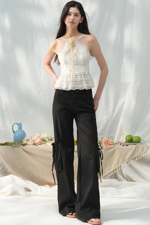 Lace-Trimmed Womens Pants
