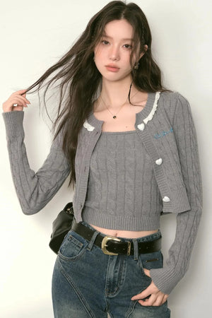 Lace Twist Cardigan Set