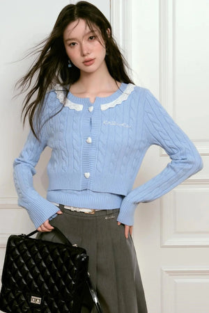 Lace Twist Cardigan Set