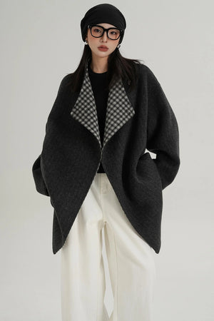 Lace-Up Reversible Wool Coat