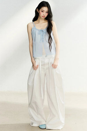 Lace-Up Sheer Cardigan Set-Up