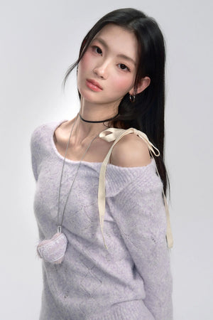 Lace-Up Shoulder Knit Top