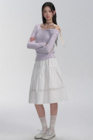 Lace-Up Shoulder Knit Top