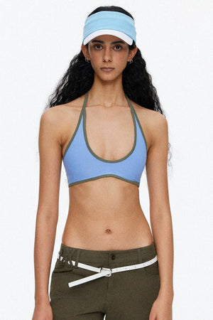 Lace-Up Striped Halter Bikini