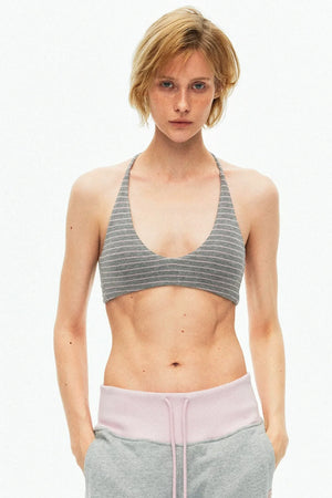 Lace-Up Striped Halter Bikini