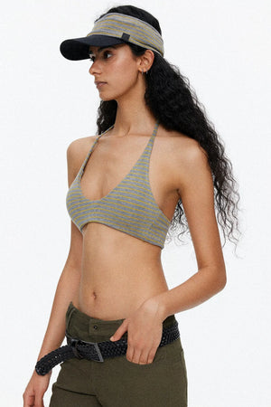 Lace-Up Striped Halter Bikini