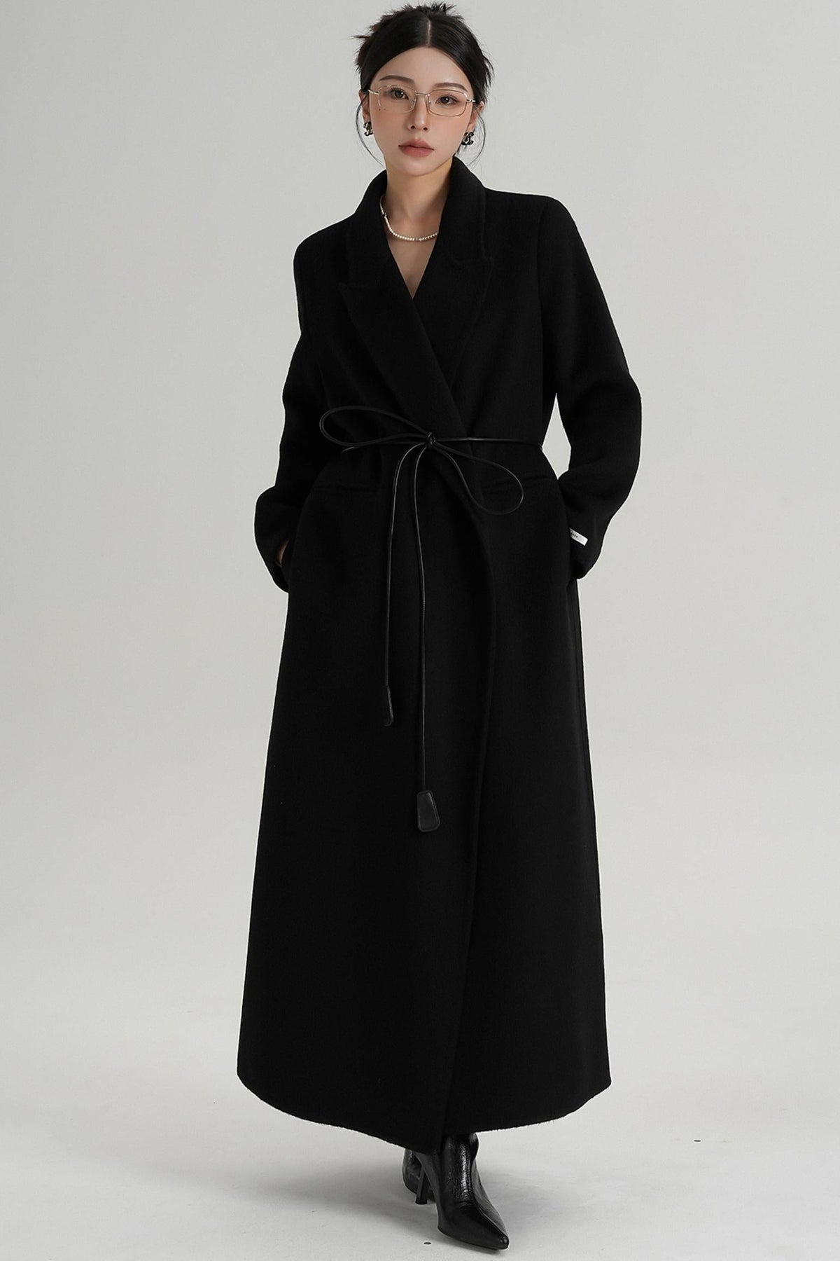 Lace-Up Wool Coat