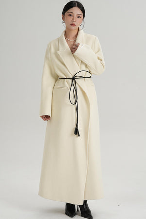 Lace-Up Wool Coat