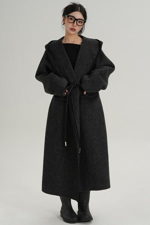 Lace-Up Wool Minimal Coat