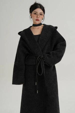 Lace-Up Wool Minimal Coat