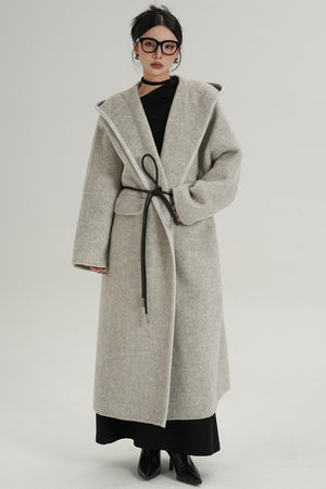 Lace-Up Wool Minimal Coat