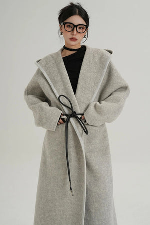 Lace-Up Wool Minimal Coat