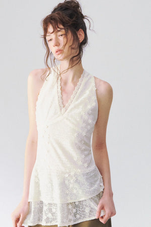 Lace V-Neck Halter Top
