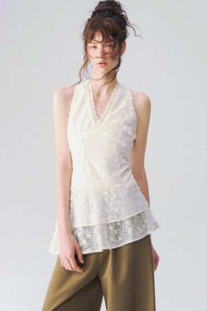 Lace V-Neck Halter Top