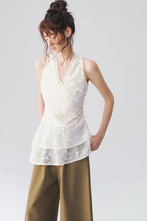 Lace V-Neck Halter Top