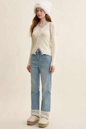 Lace V-Neck Knit