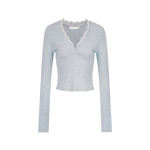 Lace V-Neck Knit Sweater Set-Up