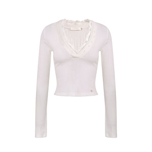 Lace V-Neck Knit Sweater Set-Up