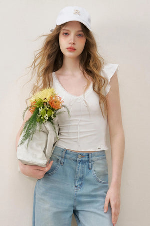 Lace V-Neck Tee Set-Up