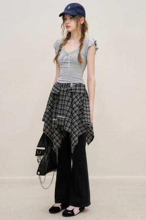 Lace V-Neck Tee Set-Up