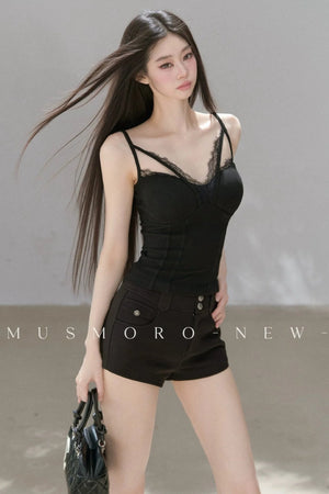 Lace Velvet Camisole Vest
