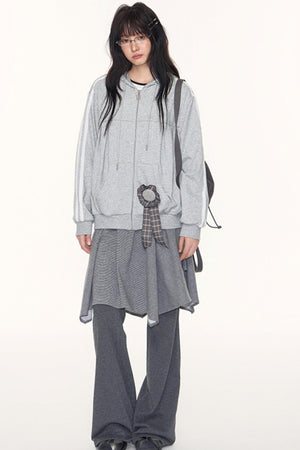 Lace Webbing Hoodie Top