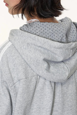Lace Webbing Hoodie Top