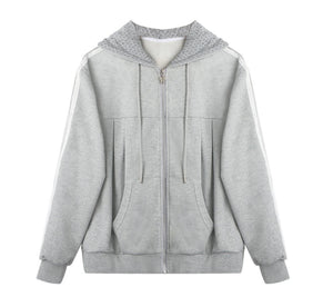 Lace Webbing Hoodie Top