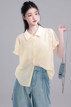 Lace Yellow Tee